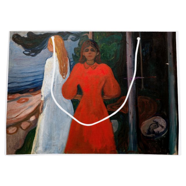 Edvard Munch - rot und weiß Große Geschenktüte (Vorderseite)