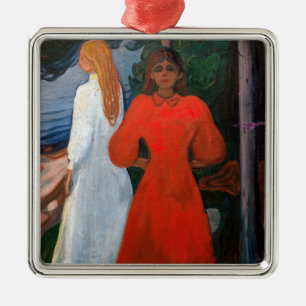 Edvard Munch - rot und weiß Ornament Aus Metall