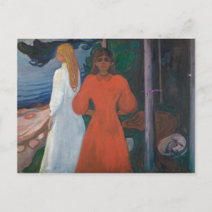 Edvard Munch - rot und weiß Postkarte