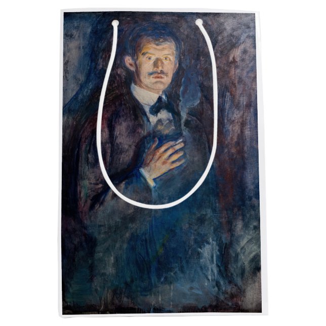 Edvard Munch - Selbstportrait mit Zigarette Mittlere Geschenktüte (Vorderseite)