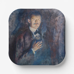 Edvard Munch - Selbstportrait mit Zigarette Pappteller