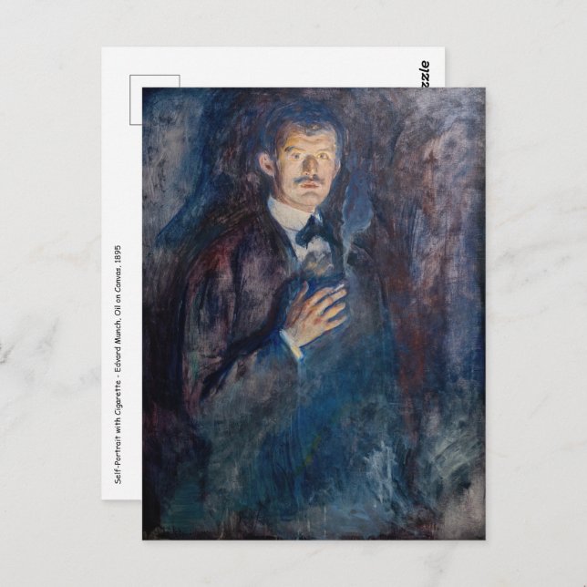 Edvard Munch - Selbstportrait mit Zigarette Postkarte (Vorne/Hinten)