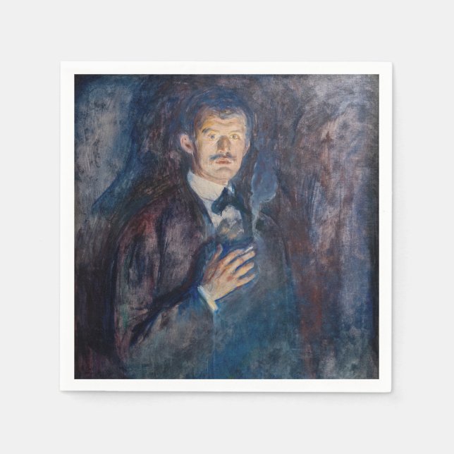 Edvard Munch - Selbstportrait mit Zigarette Serviette (Vorderseite)