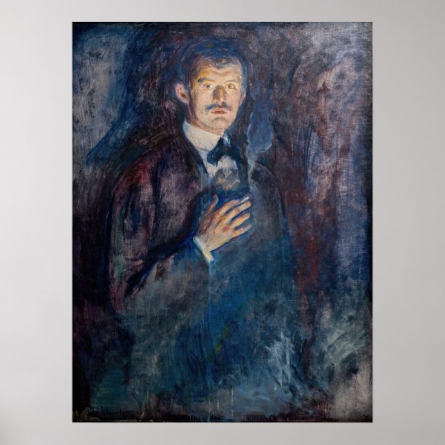 Edvard Munch - Selbstporträt mit Zigarette Poster (Vorne)
