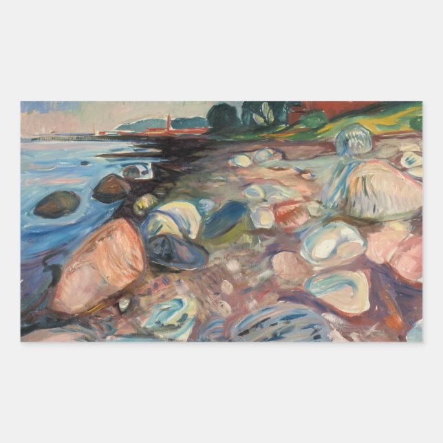 Edvard Munch - Shopping mit Red House Rechteckiger Aufkleber (Vorderseite)