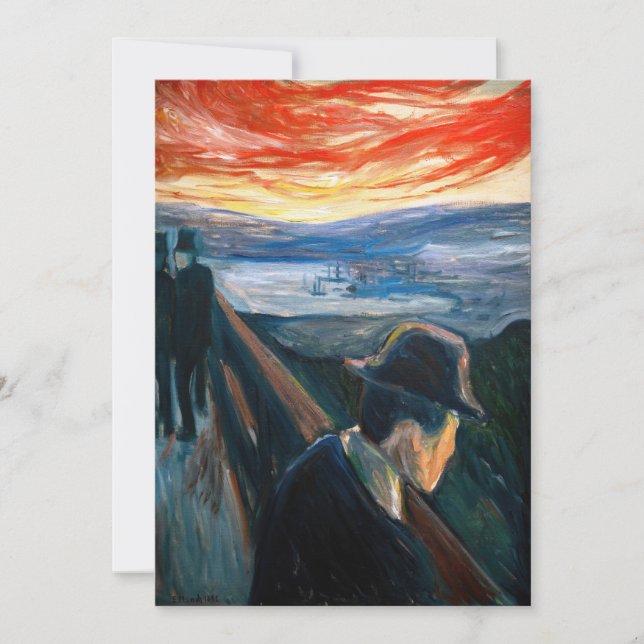 Edvard Munch - Sick Mood at Sunset, Despair 1892 Dankeskarte (Vorderseite)