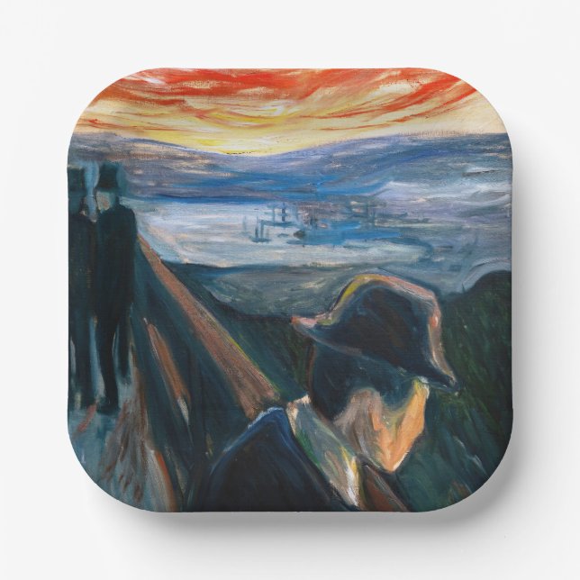 Edvard Munch - Sick Mood at Sunset, Despair 1892 Pappteller (Vorderseite)