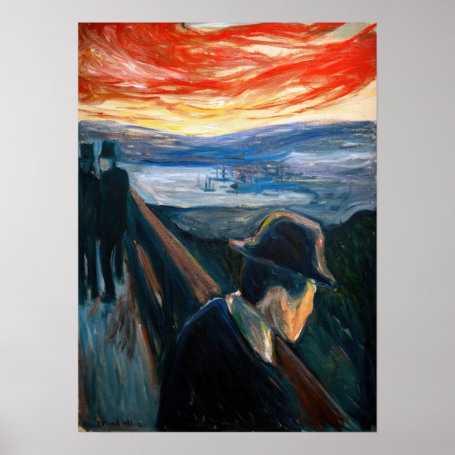 Edvard Munch - Sick Mood at Sunset, Despair 1892 Poster (Vorne)