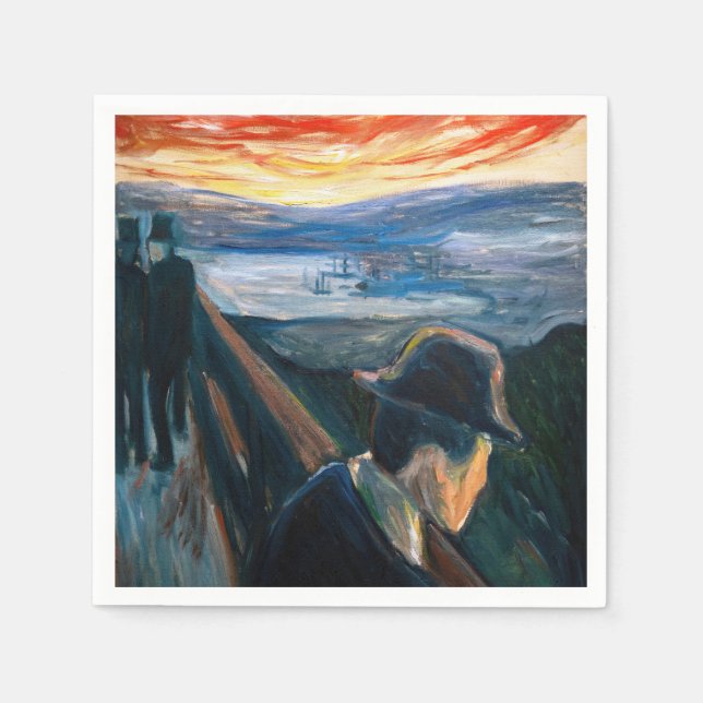 Edvard Munch - Sick Mood at Sunset, Despair 1892 Serviette (Vorderseite)