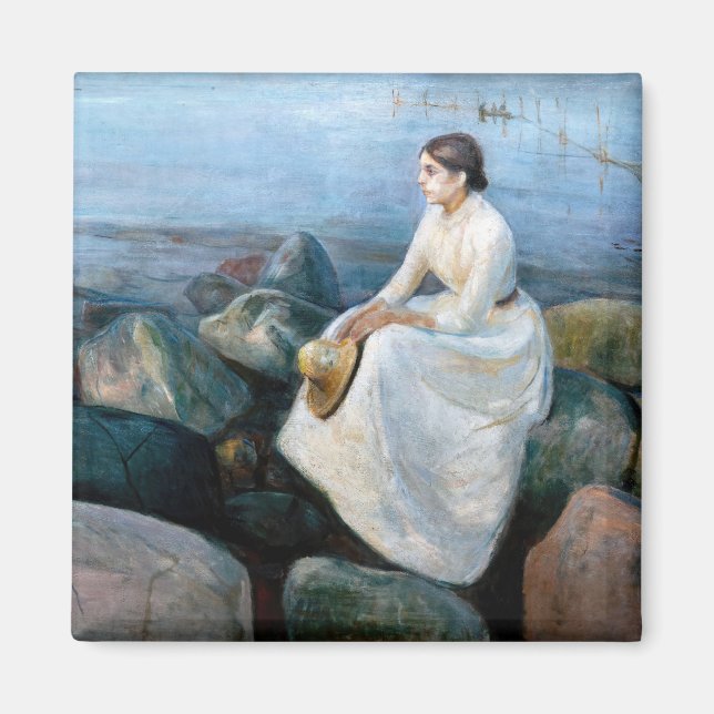 Edvard Munch - Sommernacht, Inger am Strand Magnet (Vorne)