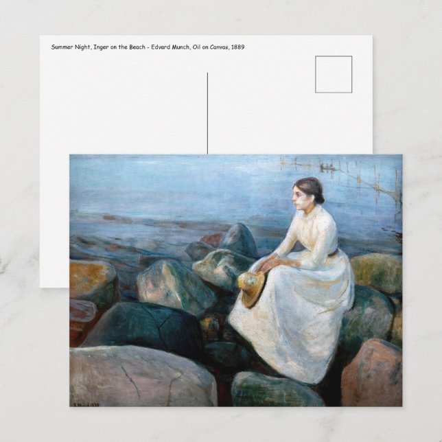 Edvard Munch - Sommernacht, Inger am Strand Postkarte (Vorne/Hinten)