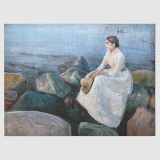 Edvard Munch - Sommernacht, Inger am Strand Seidenpapier (Vorderseite)