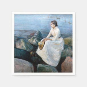 Edvard Munch - Sommernacht, Inger am Strand Serviette