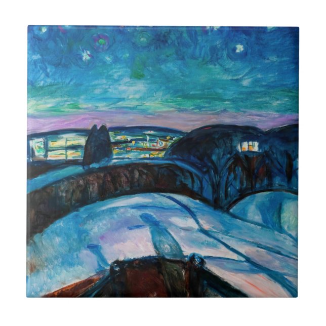 Edvard Munch - Starry Night 1922 Fliese (Vorderseite)