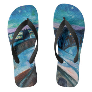 Edvard Munch - Starry Night 1922 Flip Flops