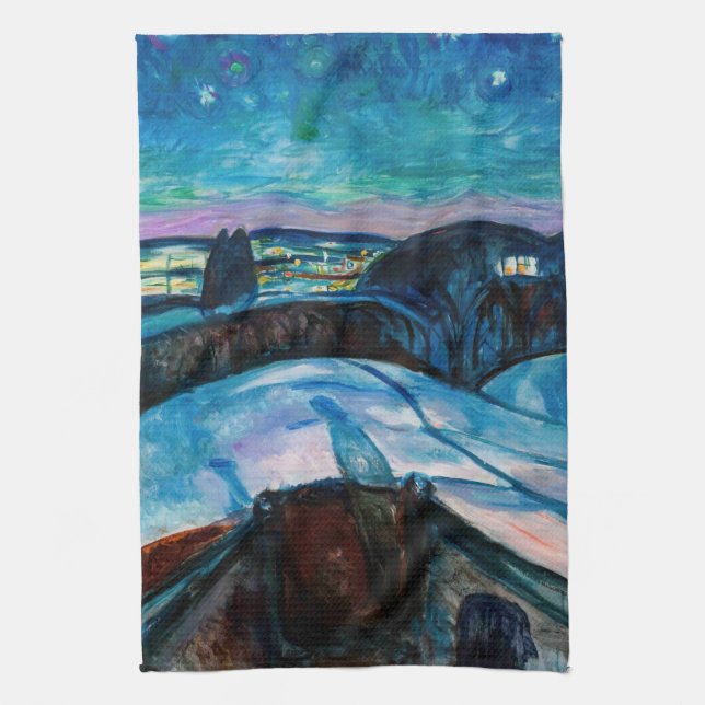 Edvard Munch - Starry Night 1922 Geschirrtuch (Vertikal)