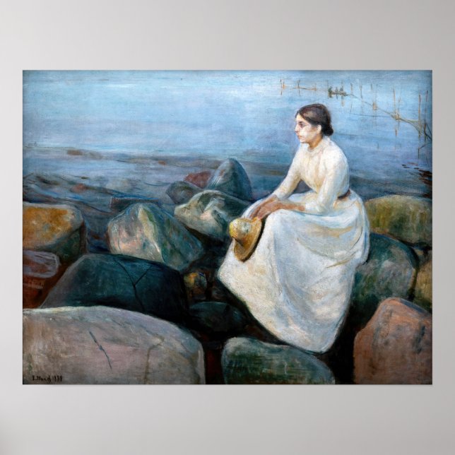 Edvard Munch - Summer Night, Inger on the Beach Poster (Vorne)