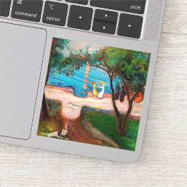 Edvard Munch - Tanz am Strand Aufkleber