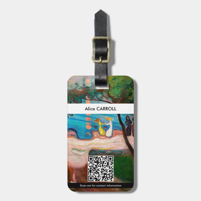 Edvard Munch - Tanz am Strand - QR-Code Gepäckanhänger (Vorderseite vertikal)
