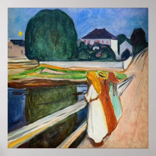 Edvard Munch - The Girls on Bridge Poster