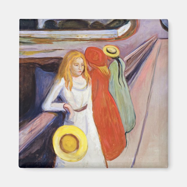 Edvard Munch - The Girls on the Bridge 1901 Magnet (Vorne)