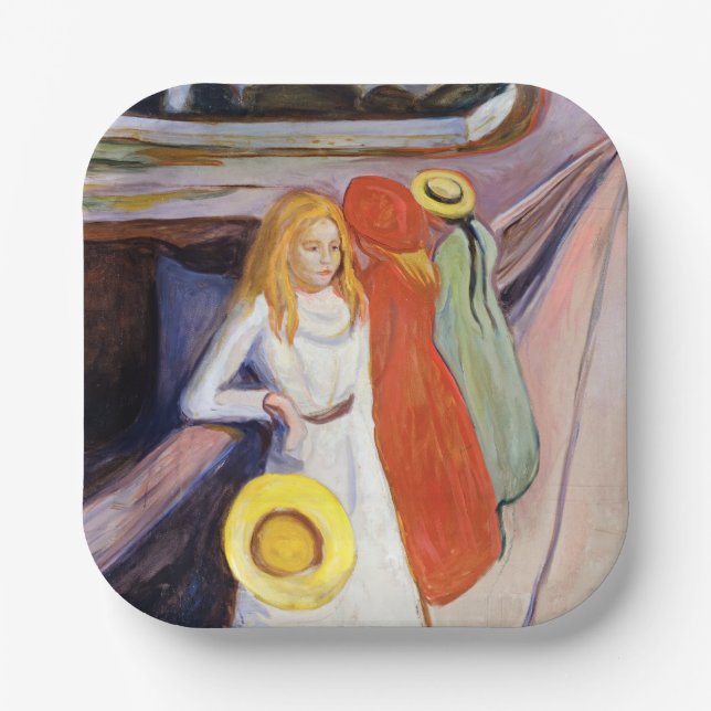 Edvard Munch - The Girls on the Bridge 1901 Pappteller (Vorderseite)
