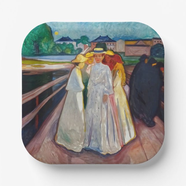 Edvard Munch - The Girls on the Bridge 1903 Pappteller (Vorderseite)