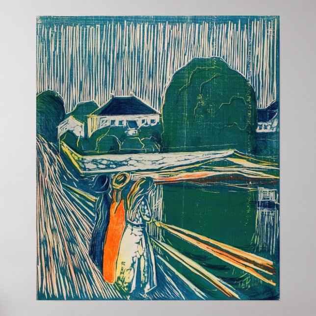 Edvard Munch - The Girls on the Bridge, Lithograph Poster (Vorne)