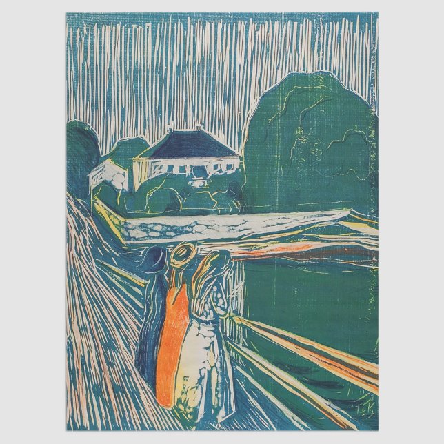 Edvard Munch - The Girls on the Bridge, Lithograph Seidenpapier (Von Creator hochgeladen)