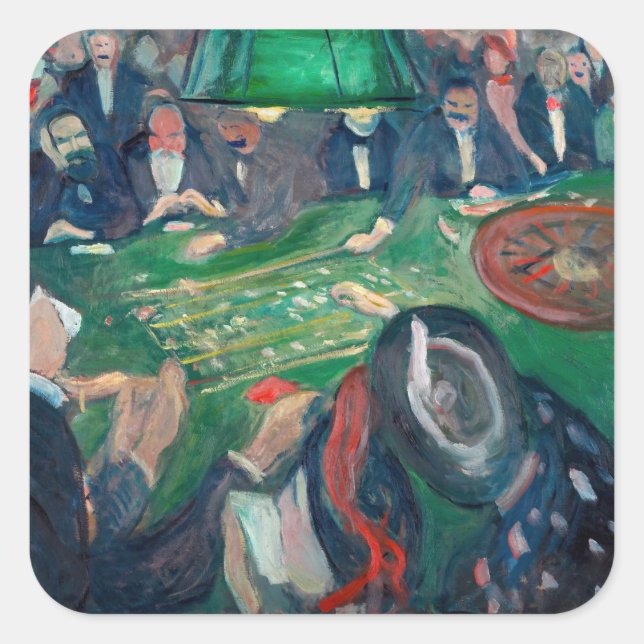 Edvard Munch - The Roulette Table in Monte Carlo Quadratischer Aufkleber (Vorderseite)