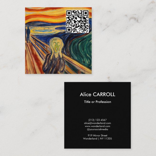 Edvard Munch - The Scream 1910 - QR Code Quadratische Visitenkarte (Vorne/Hinten)