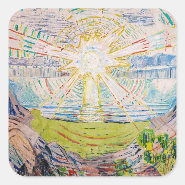 Edvard Munch - The Sun 1910 Quadratischer Aufkleber (Vorderseite)
