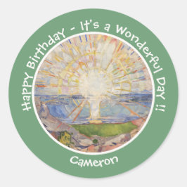 Edvard Munch the Sun (Solen) - Party-Gegenstände f Runder Aufkleber