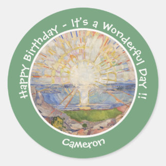 Edvard Munch the Sun (Solen) - Party-Gegenstände f Runder Aufkleber