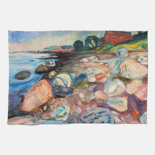 Edvard Munch - Ufer mit rotem Haus Geschirrtuch (Horizontal)
