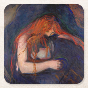 Edvard Munch - Vampire / Liebe und Schmerz Rechteckiger Pappuntersetzer