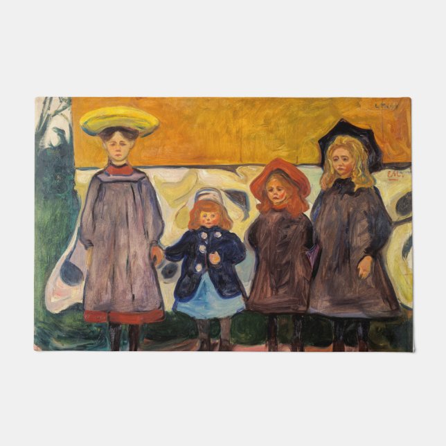 Edvard Munch - Vier Mädchen in Asgardstrand Fußmatte (Vorderseite)