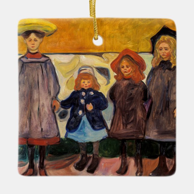 Edvard Munch - Vier Mädchen in Asgardstrand Keramikornament (Vorderseite)
