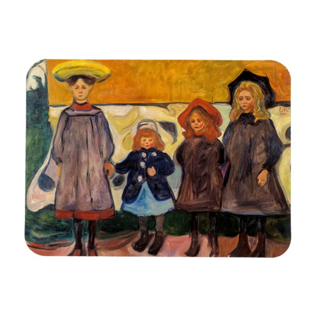 Edvard Munch - Vier Mädchen in Asgardstrand Magnet (Horizontal)