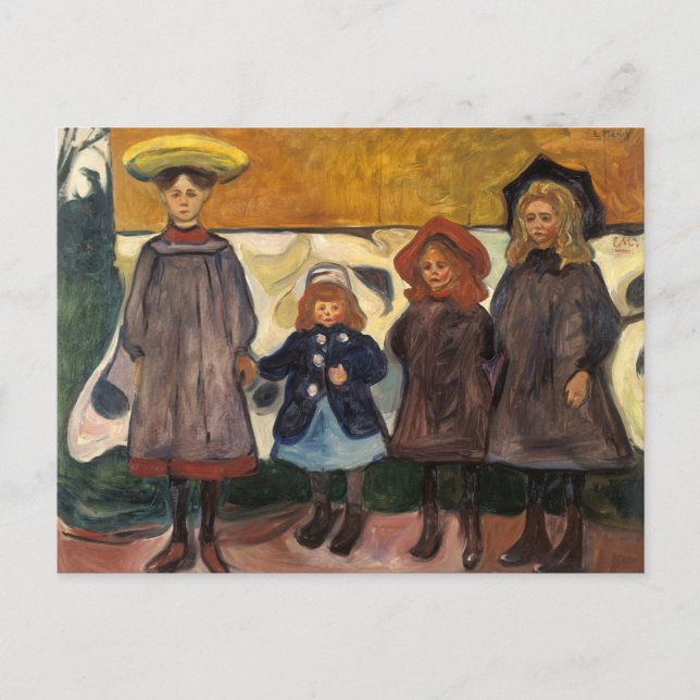 Edvard Munch - Vier Mädchen in Asgardstrand Postkarte (Vorderseite)