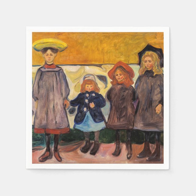 Edvard Munch - Vier Mädchen in Asgardstrand Serviette (Vorderseite)