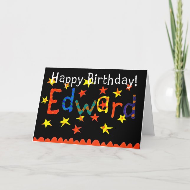 'Edward' Birthday Card (schwarz) Karte (Vorderseite)