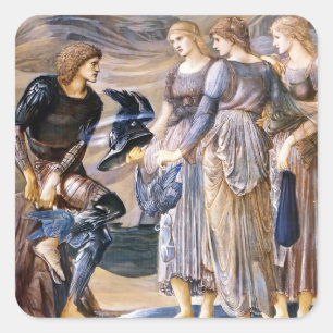 Edward Burne-Jones Perseus und die Seenymphen Quadratischer Aufkleber
