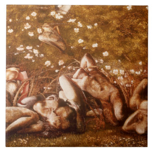 Edward Burne-Jones - Studie für die schlafenden Ri Fliese