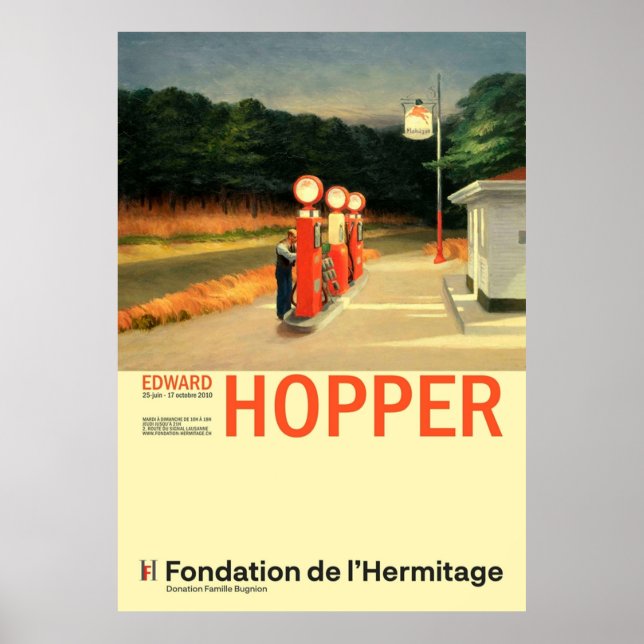Edward Hopper Gas Minimalistische Ausstellung Kuns Poster (Vorne)