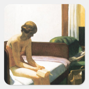 Edward Hopper Hotel Room Quadratischer Aufkleber