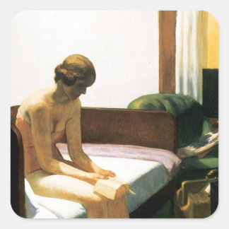 Edward Hopper Hotel Room Quadratischer Aufkleber