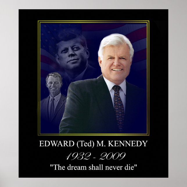 Edward Kennedy mit Jack und Bobby Poster (Vorne)
