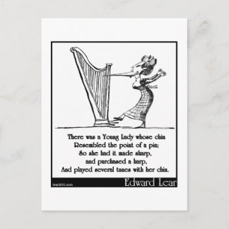 Edward Lears junge Lady, deren Kinn Limerick Postkarte