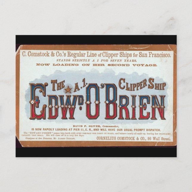 Edward O'Brien Clipper 1900 Postkarte (Vorderseite)